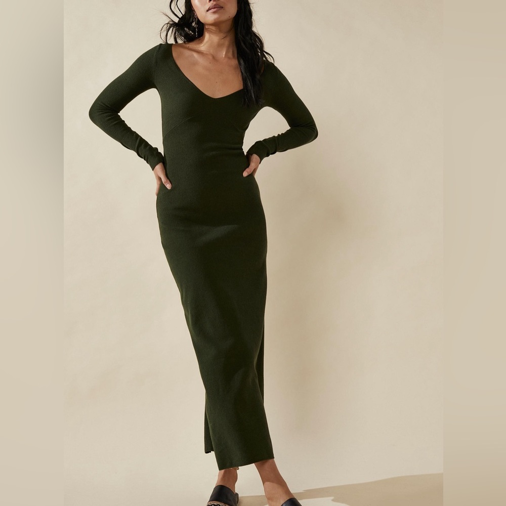 Free People Trixie Maxi Sweater Dress in BLACK
